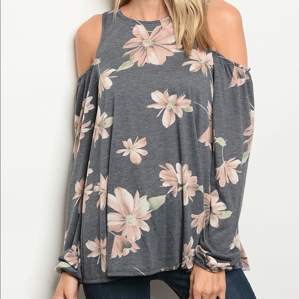 Long sleeve cold shoulder top